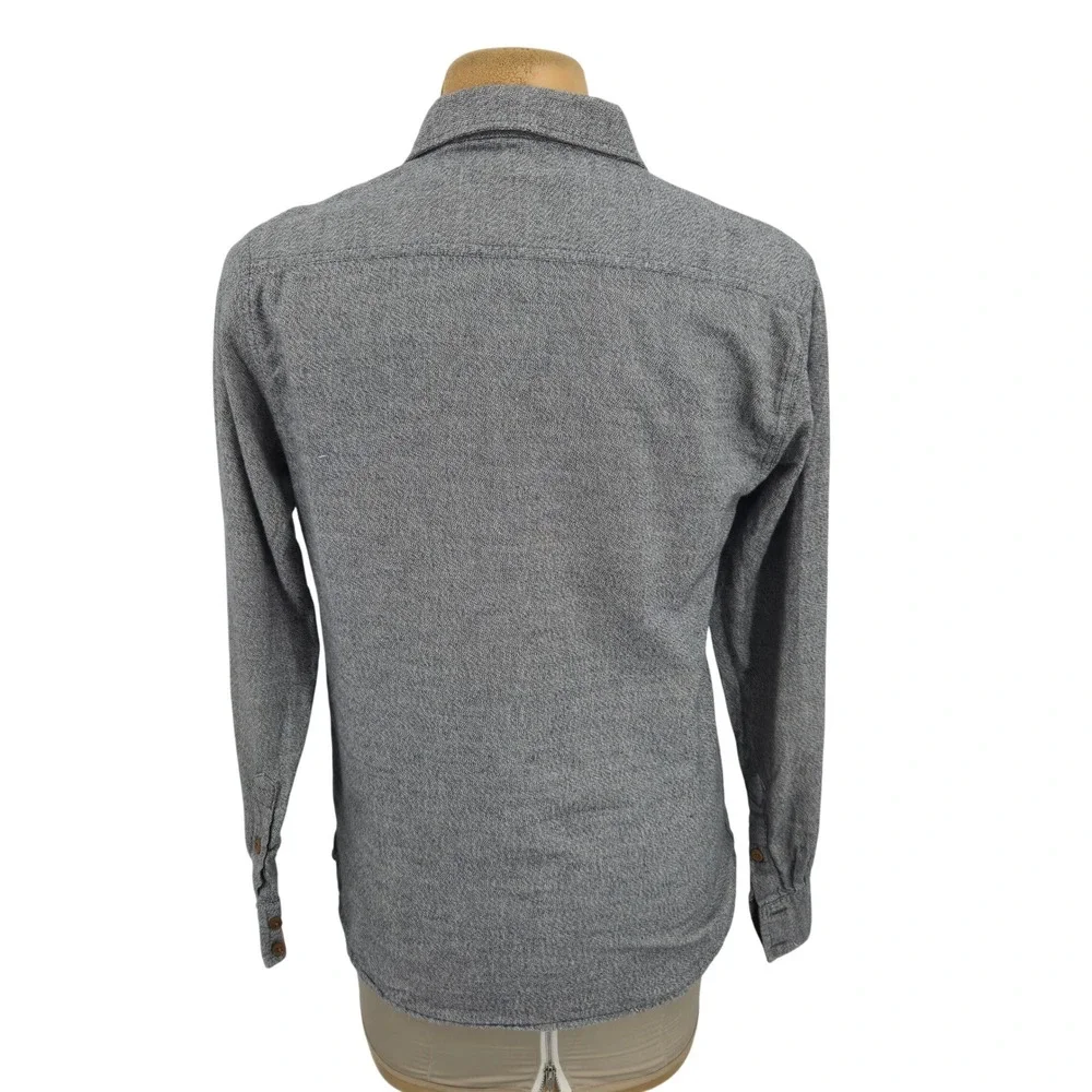 Earthbound Trading Co Button Down Shirt Mens L Gray Long Sleeve Tribal Trim